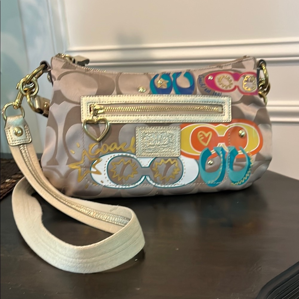 Coach Poppy Graffiti with Gold Accents Rare